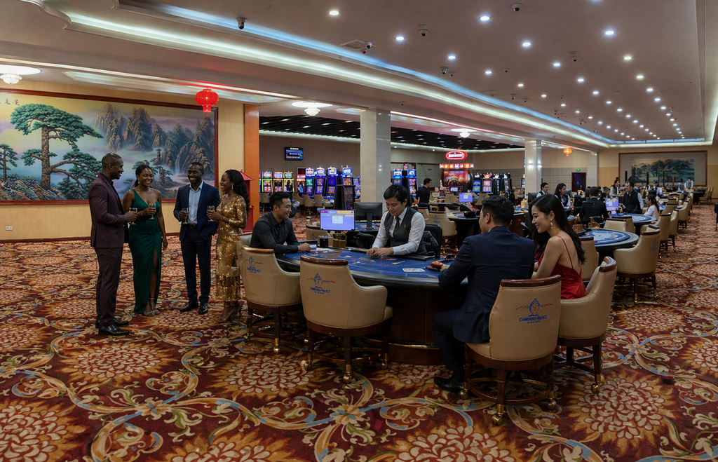 Gaming floor with table games at Casino Marina Harare