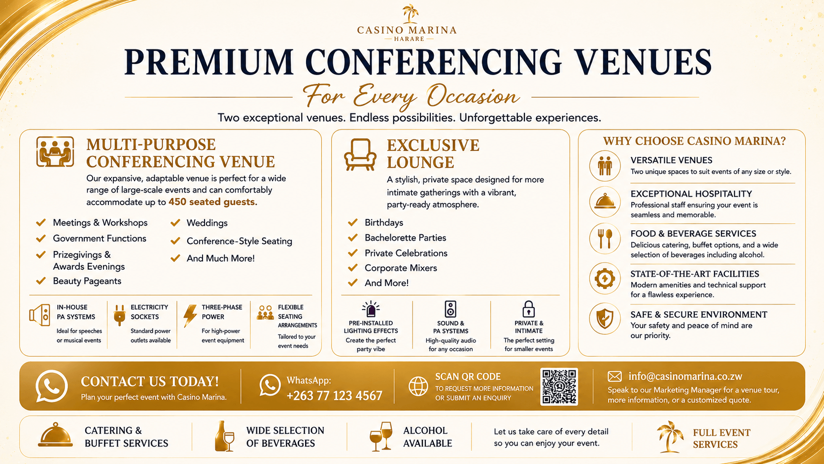 Conference and event venues at Casino Marina Harare, Belvedere